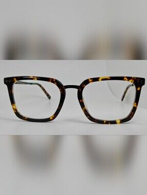 Poise. Tortoiseshell Square. Dark Brown Metal Glasses. Spring Hinge.